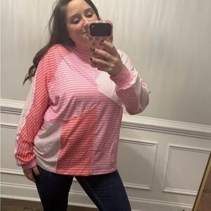 Colorblock Pink Striped Women's Top